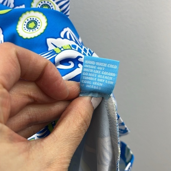 J. McLaughlin Catalina Cloth Blue Green Crochet Floral Sleeveless Dress Womens M - Picture 12 of 13